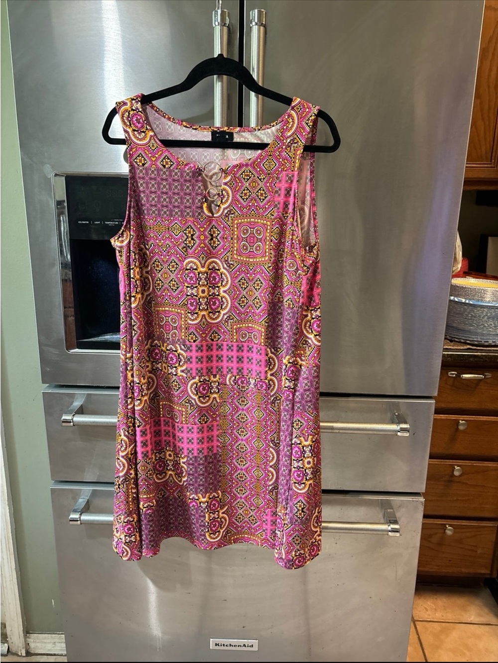 Tacera Hot Pink and Yellow Print Sleeveless Top